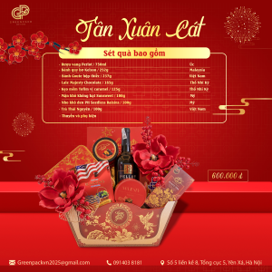 Giỏ Quà Tết TÂN XUÂN CÁT 600k – Quà Tết Sang Trọng, Đầy Ý Nghĩa